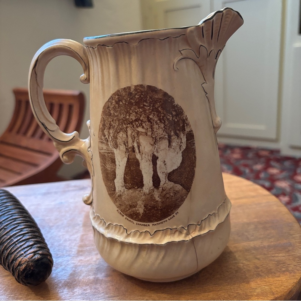 Antique Victorian Era Pitcher Drabware Depicting KY & NC Historical Sites
